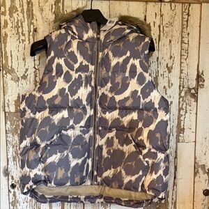 Coach Gray and White Animal Print Vest